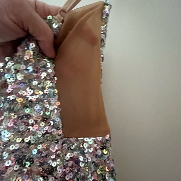 Silver and nude sequins mini dress - Picture 3 of 5